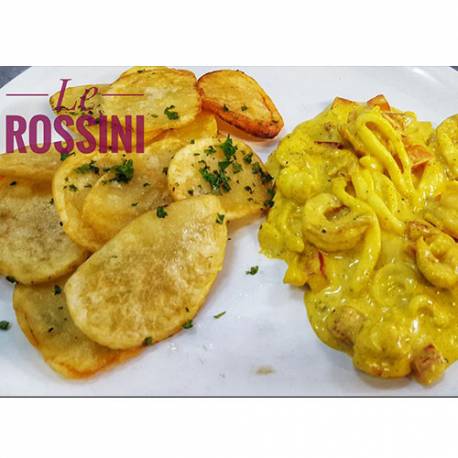 DUO DE CREVETTES ET DE CALMARS AU SAFRAN