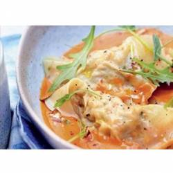 Ravioles de crevettes aux deux sauces