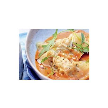 Ravioles de crevettes aux deux sauces