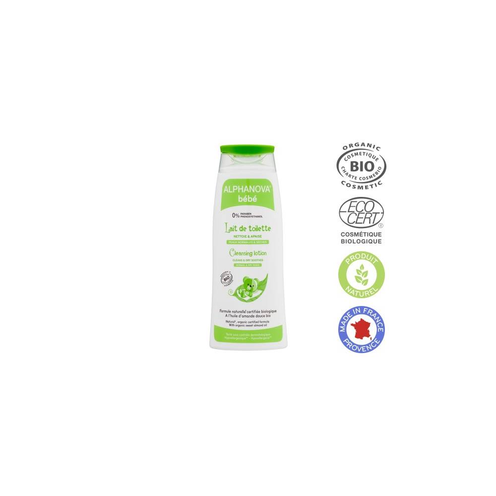 ALPHANOVA Lait de toilette naturel bébé Bio - 200 ml