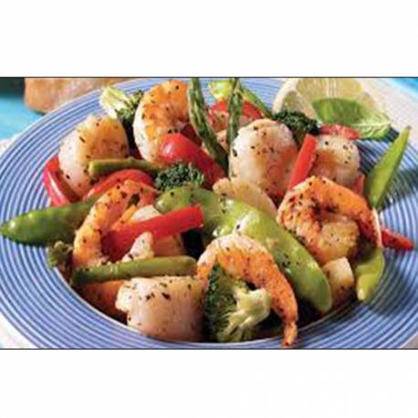 CREVETTES ET LEGUMES SAUTES AU WOK