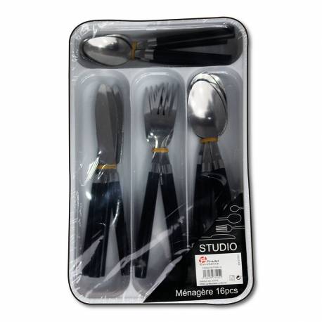 MENAGERE 16 PIECES NOIR