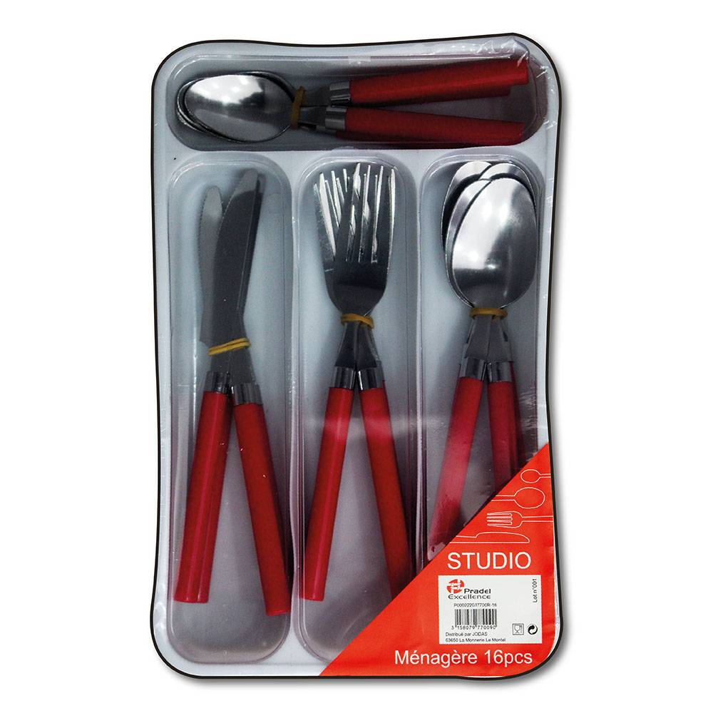 MENAGERE 16 PIECES ROUGE
