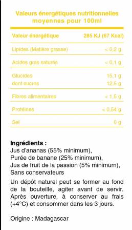 Pur jus de fruit ananas banane passion 100 cl carton de 6