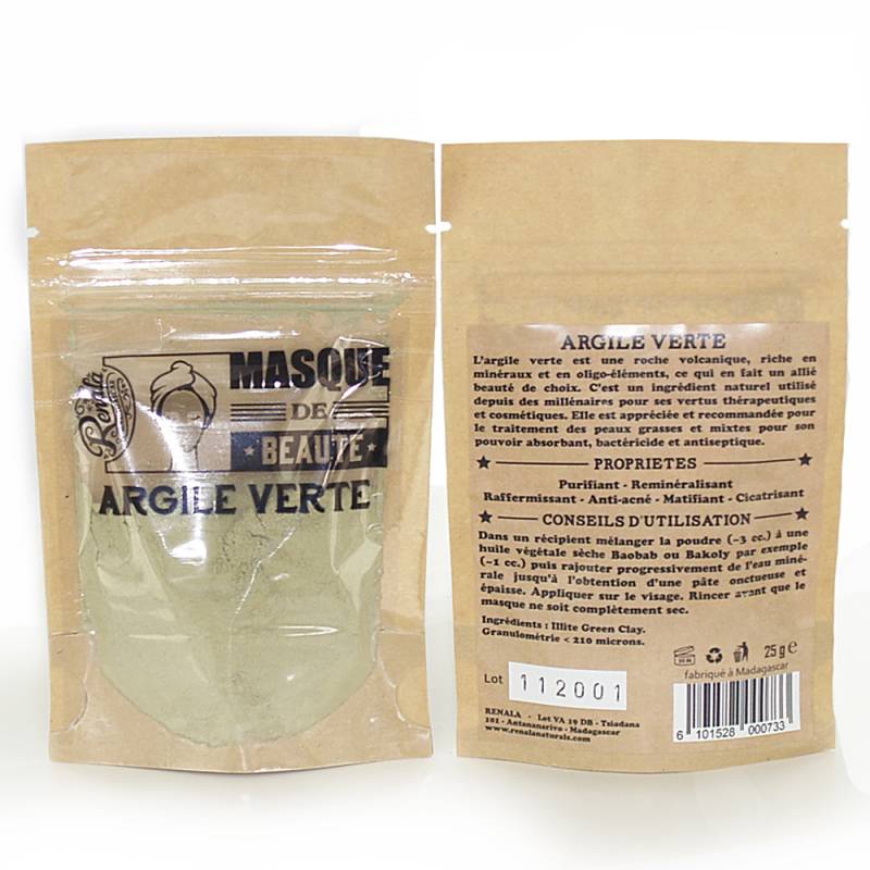 Masque de beauté Poudre Argile verte 25 g